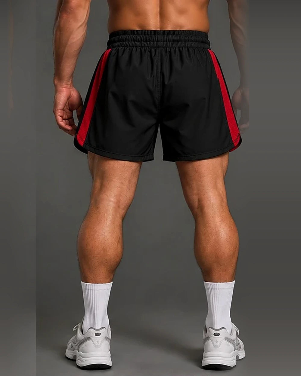 Ringline Fight Shorts in Black / Red, back view