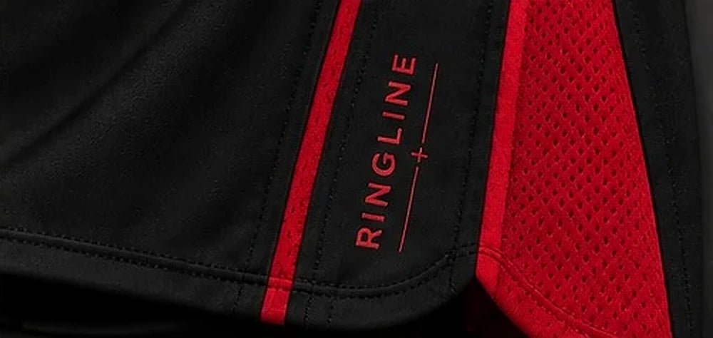Ringline Fight Shorts in Black / Red, stripe view