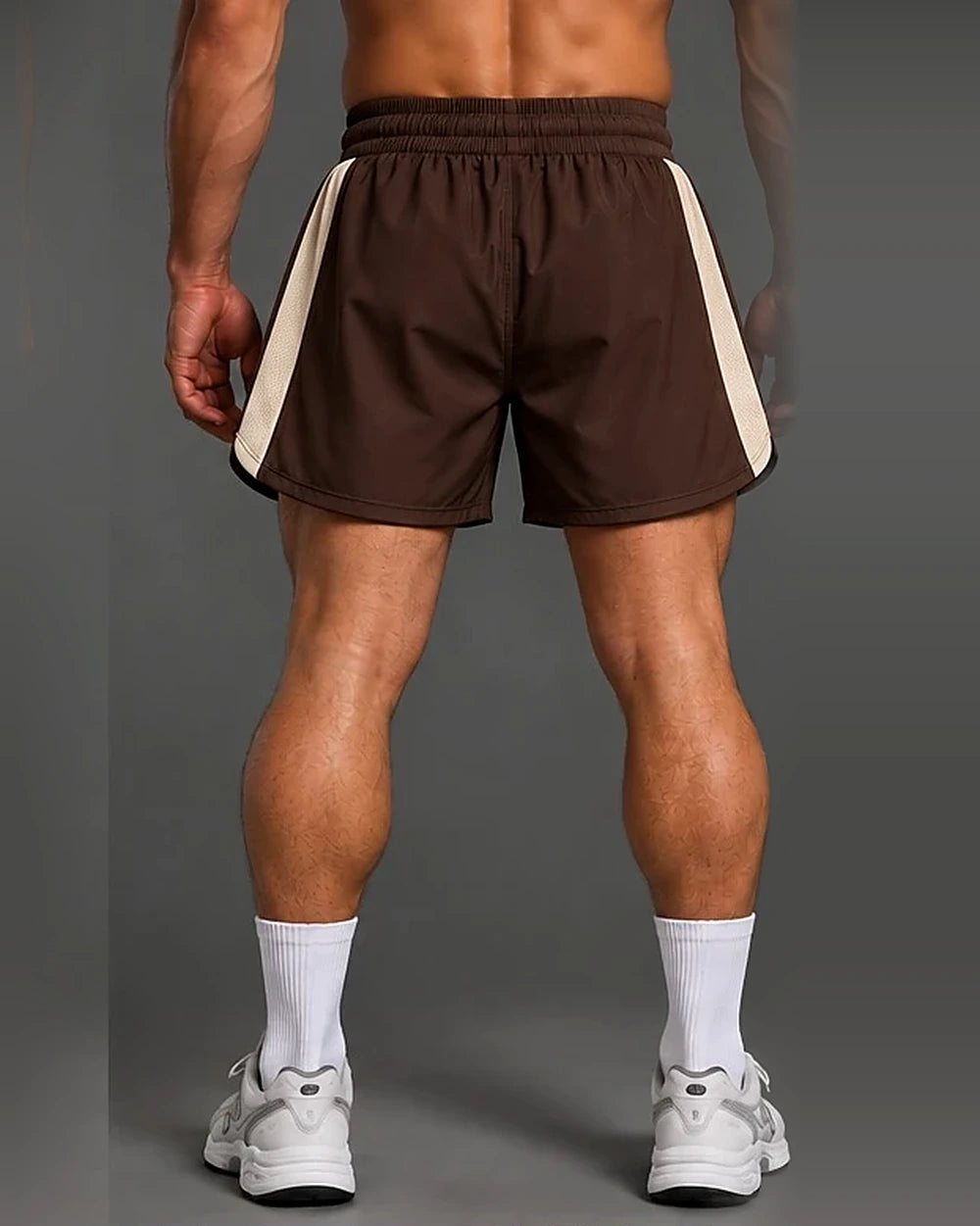 Ringline Fight Shorts in Brown / Cream, back view